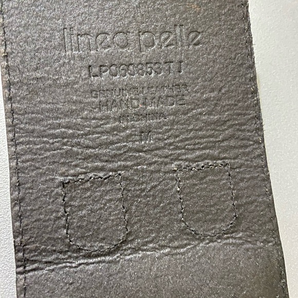 Linea Belle Black Woven Leather Double Buckle Wide Belt Size Medium - Picture 6 of 6